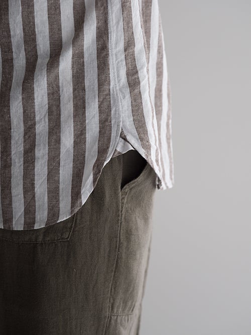 GUY ROVER ギローバー リネンコットンシャツ BROWN.S | ITAL STYLE WEAR