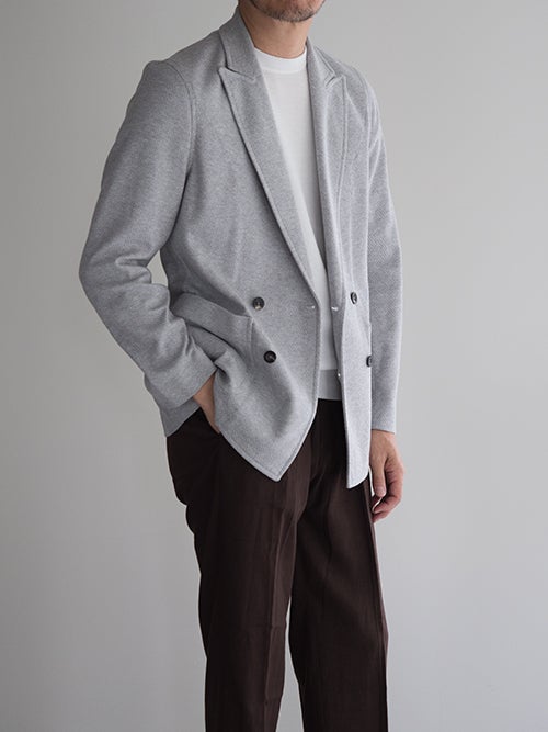 ★イタリア製 Lサイズ★ Belvest ニット テーラードジャケット 灰色 ハイネックニットジャケット【LE TRICOT PERUGIA】|レリアン