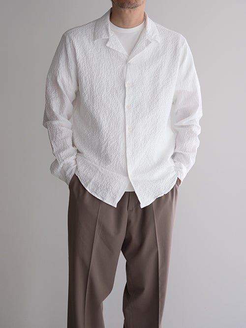 ALTEA アルテア シアサッカー オープンカラーシャツ WHITE | ITAL