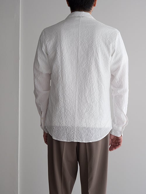 ALTEA アルテア シアサッカー オープンカラーシャツ WHITE | ITAL
