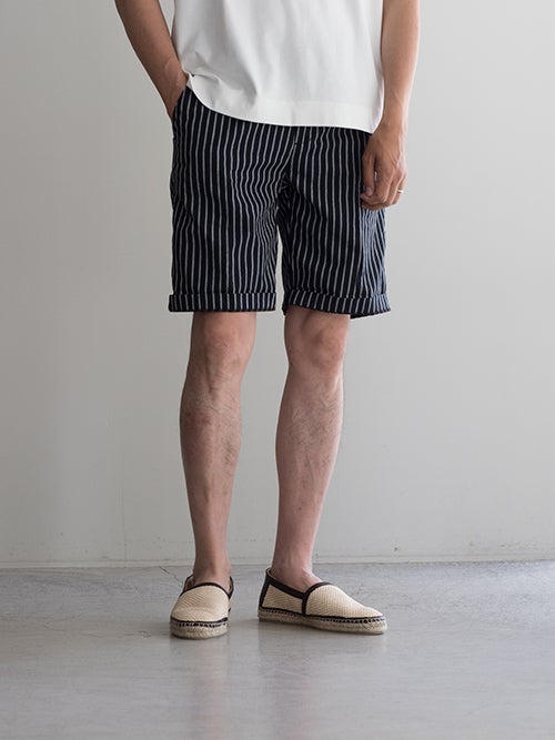 40WEFT フォーティーウェフト ストライプ柄ショートパンツ David NAVY