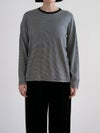 TICCA（ティッカ）ウォッシャブルウールロングTシャツ（細ボーダー柄）正面着用イメージ
