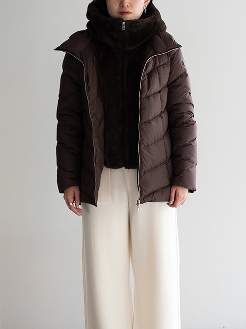 CAPE HORN ALVAREZ MATT ダウンジャケット ダークブラウンの着用コーディネート